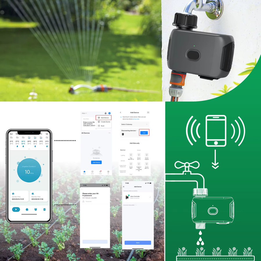 Insoma Wifi Sprinkler Timer Smart Bewässerungssystem mit App-Fernsteuerung für Garten und Rasen, Grau - Bild 5