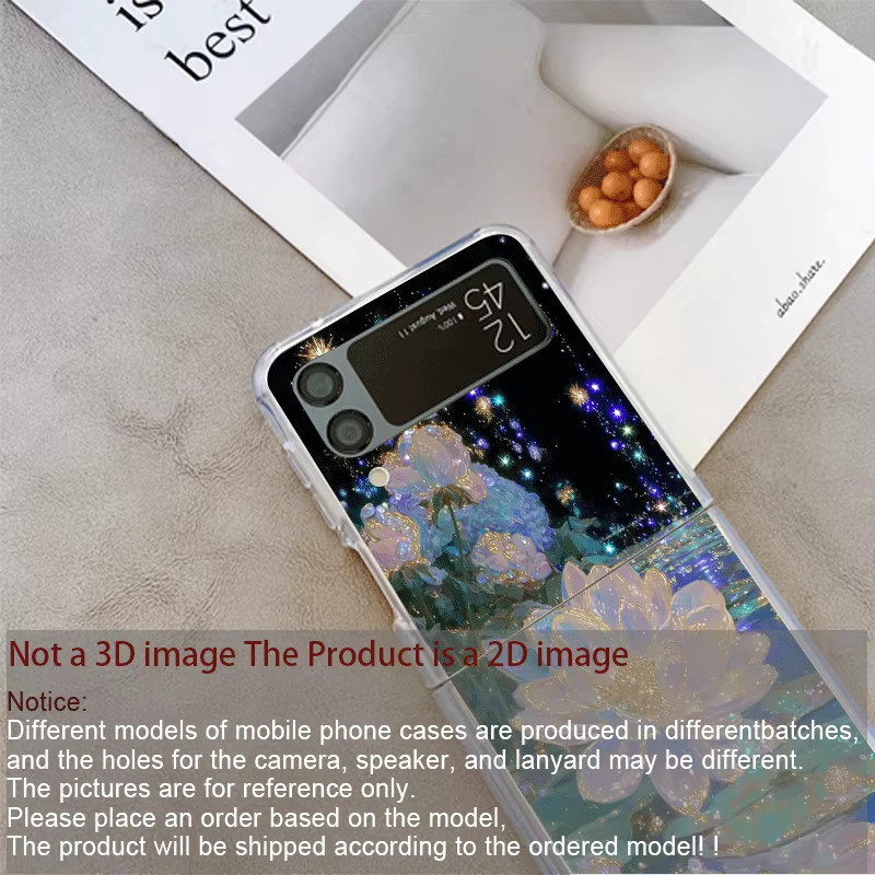 Transparente Handyhülle mit Lotusblumenmuster für Samsung Galaxy Z Flip 5, 4, 6 und 7 mit floralem Design - Bild 2