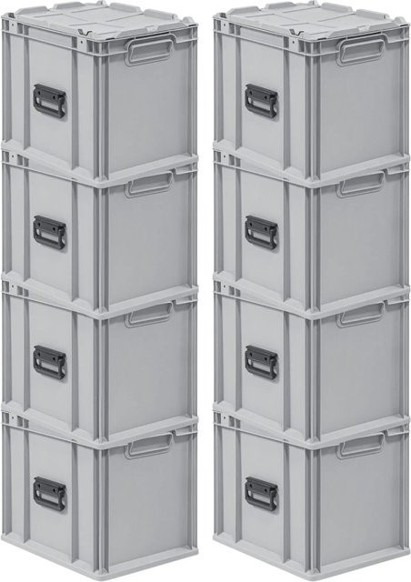 PROREGAL Spar Set 8x Eurobox Nextgen Portable Transportbehälter Grau, H x B x T: 33,5 x 40 x 30 cm, 30 Liter - Bild 1