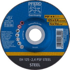 PFERD Trennscheibe PSF STEEL Universallinie für Stahl, Blau, Durchmesser: 125 mm, Dicke: 2,4 mm, Bohrung: 22,23 mm - Bild 1