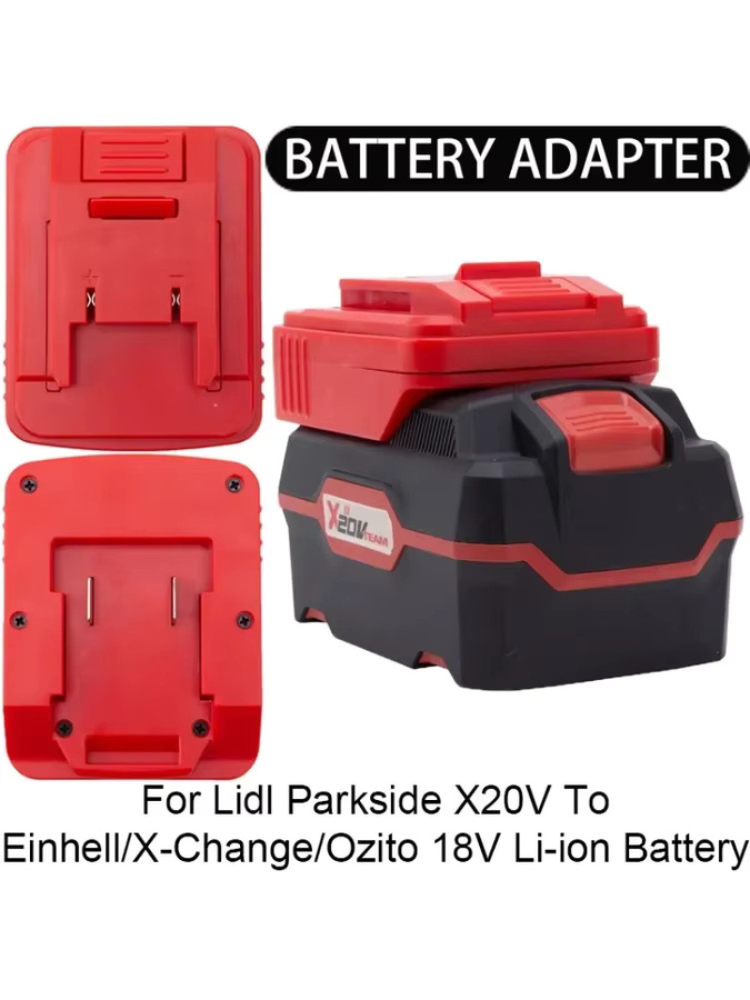 Adapter für Einhell Power X-Change und Ozito 18V Li-Ion Akkus auf Lidl Parkside X20V Li-Ion Akku in Rot - Bild 7