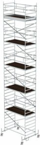 MUNK Rollgerüst aus Aluminium in Silber mit Fahrbalken und Doppel-Plattform, B/T: 135 x 245 cm, Plattformhöhe: 10,45 m - Bild 1