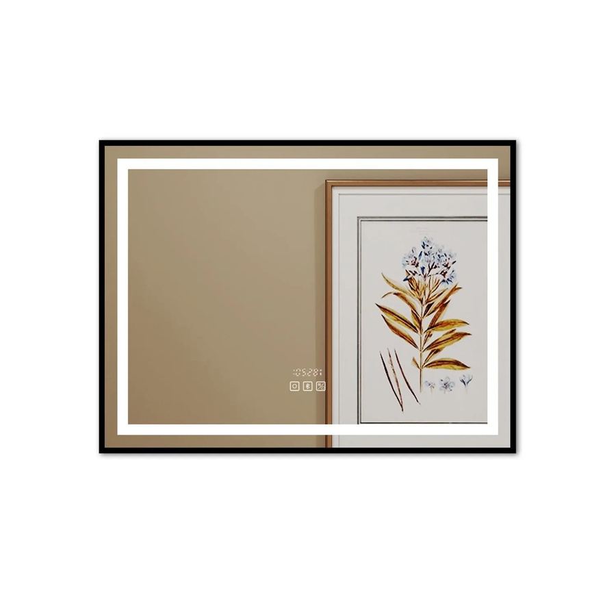 Duschparadies LED Badspiegel mit Bluetooth und Uhr, dimmbar, Schwarz, B/H: 80 x 60 cm - Bild 2