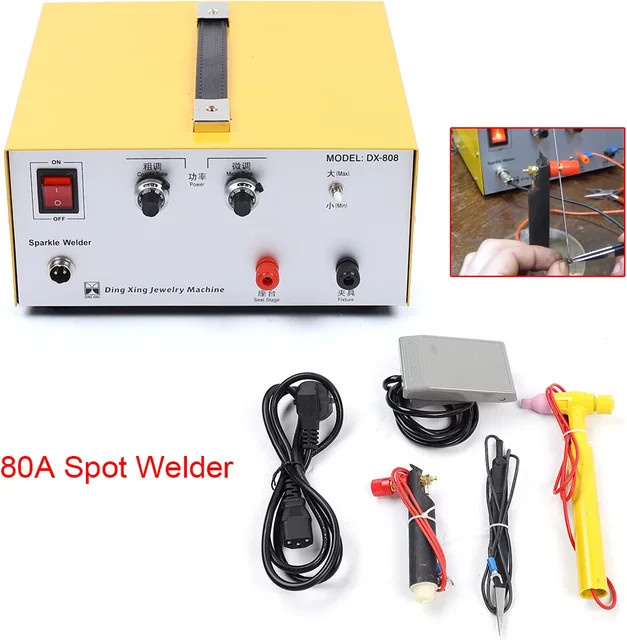 CNCEST Puls-Punktschweißgerät 400W mit 80A einstellbar für Gold, Silber und Schmuck, Elektrische Lötmaschine in Gelb - Bild 1