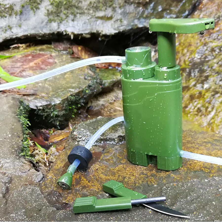 Fishine Handpumpe Wasserfilter 4-Stufen Camping Wasserreiniger Filtrationssystem in Grün - Bild 3