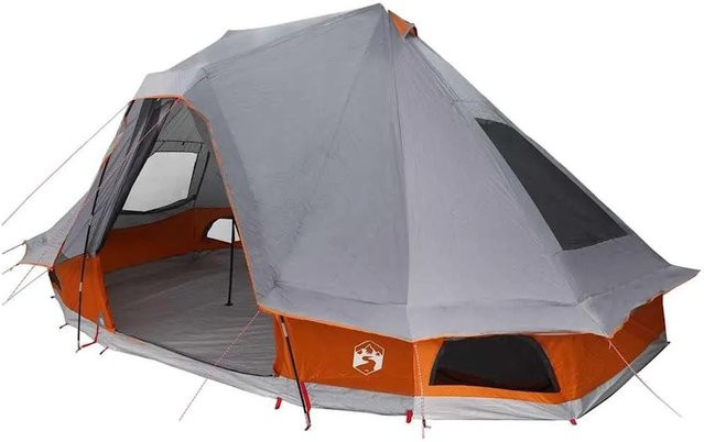 vidaXL Familien-Tipi-Zelt mit Dach in Grau und Orange, B/T/H: 466 x 310 x 240 cm - Bild 1