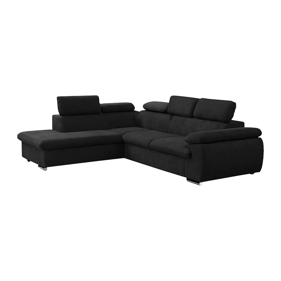 Vente-unique Schlafsofa Fabien in Schwarz mit L-Form und Ausziehfunktion - Bild 2
