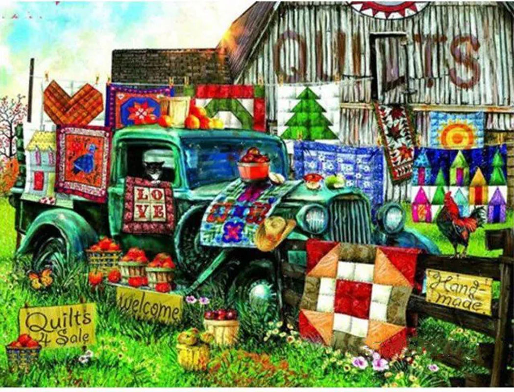 FIYO Diamond Painting Set Natur Motiv Traktor, Mehrfarbig, B/H: 20 x 30 cm - Bild 1