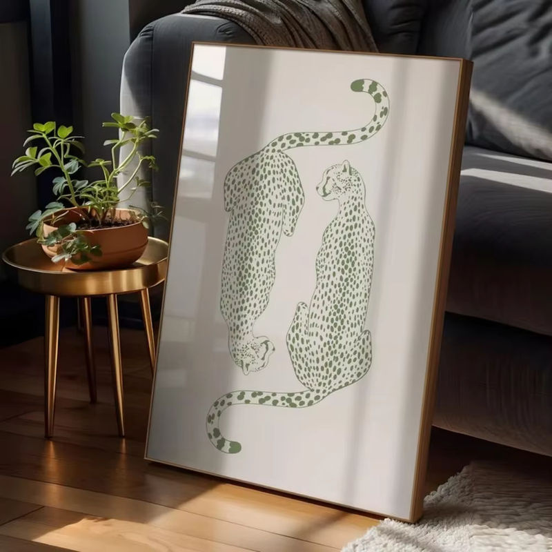 Potdemiel Leinwandbild mit Geparden-Motiv in Grün, moderner Tierprint als rahmenlose Wanddekoration im Hochformat - Bild 2