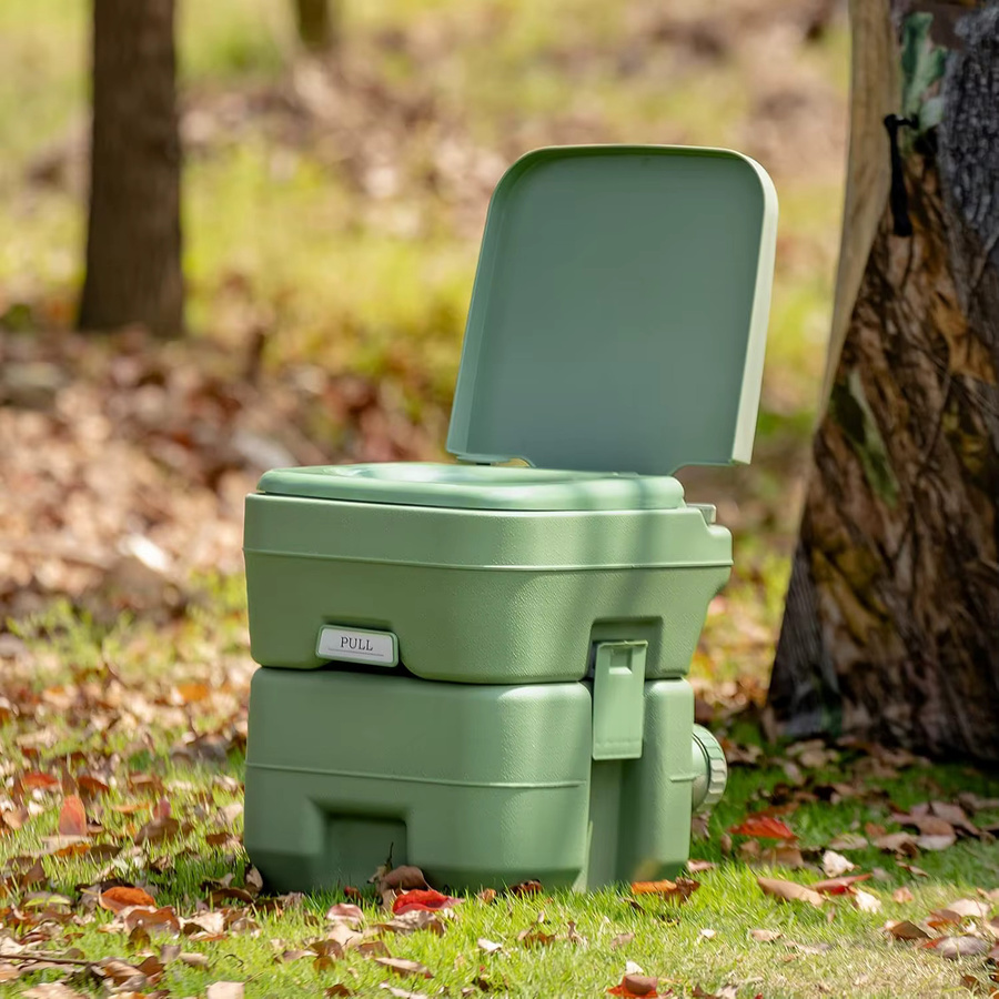 GOFLAME Campingtoilette mit abnehmbarem Abwassertank, tragbare mobile Toilette für Reisen, Farbe: Grün, 20L + 12L - Bild 2