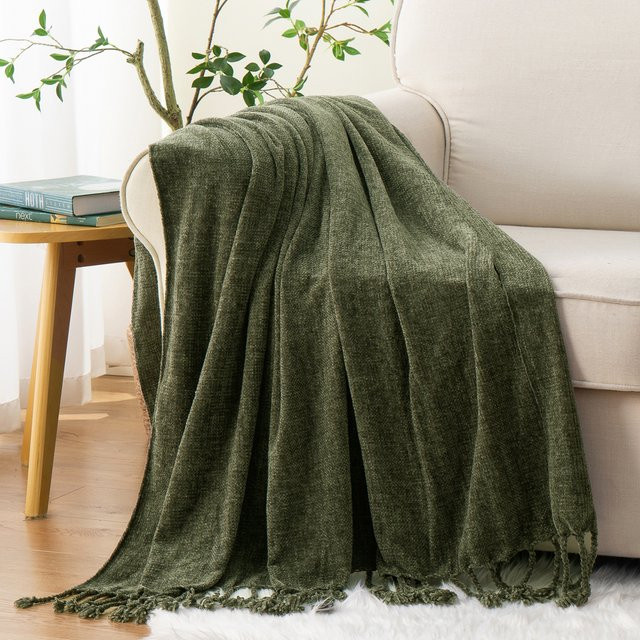 Battilo Chenille-Strickdecke mit Fransen und Quasten in Blush - Bild 1
