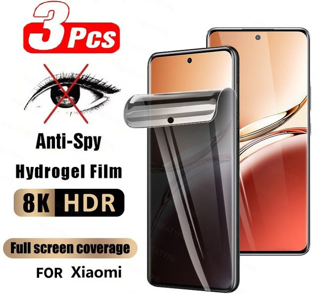 3 Stück Privatsphäre Hydrogel Displayschutzfolien für Xiaomi 17 Pro Max 12T 14T 13 15T in Transparent - Bild 1