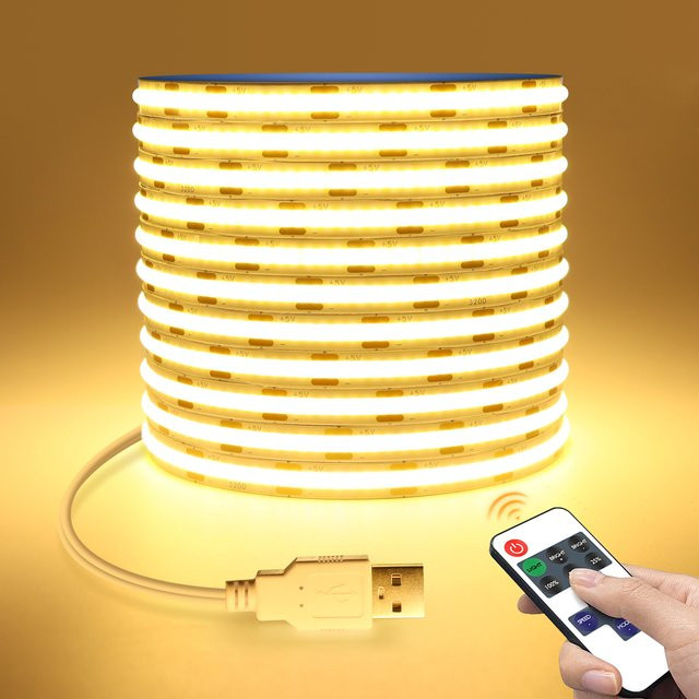 Guillermo COB LED Streifen mit RF Fernbedienung, USB betrieben, dimmbar, Farbe: Weiß, ideal für Küchenbeleuchtung, Spiegel und TV-Hintergrundbeleuchtung - Bild 1