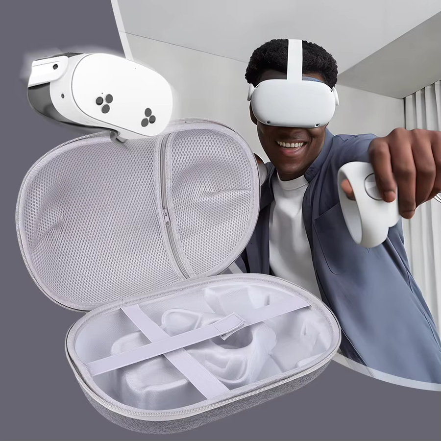 ANENG Reise-Aufbewahrungskoffer für Meta Quest 3S Headset, Controller und Kopfgurt, stoßfest und sturzsicher, Grau - Bild 2