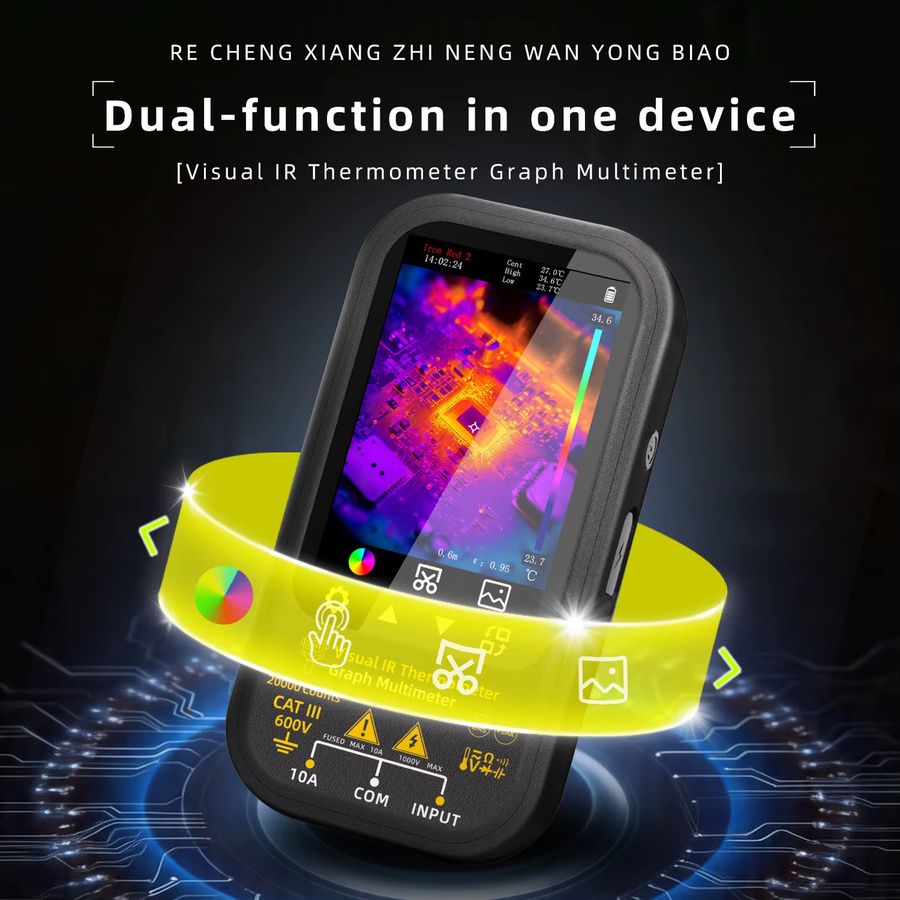 BSIDE Wärmebildmultimeter mit Mikrolinse, 320x320 IR-Auflösung, 20.000 Messwerte, Datenaufzeichnungsmodus, 360-Grad drehbares Touch-LCD und 15 Wärmebildpaletten, Schwarz - Bild 3