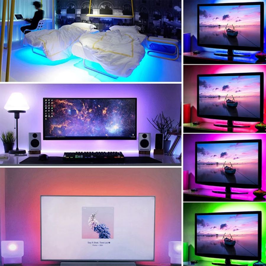 HEGEHE RGB LED Streifen-Set mit Musik-Synchronisierung und Bluetooth-Steuerung, USB-betrieben, dimmbar und flexibel für die TV-Hintergrundbeleuchtung im Innenbereich - Bild 6