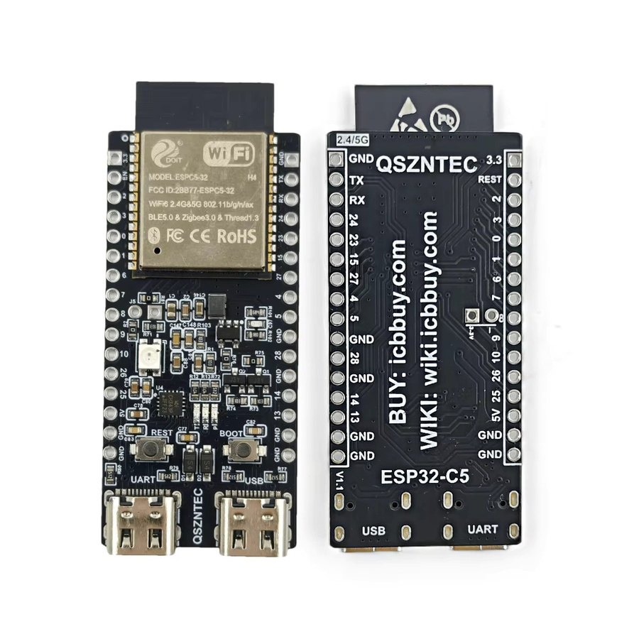 QSZNTEC ESP32-C5-DevKitC-1 N4 Entwicklungsboard mit Dualband Wi-Fi 6 in Schwarz - Bild 2