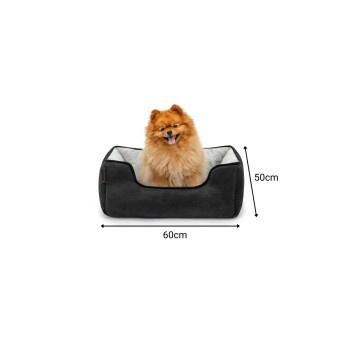 Lionto 2-in-1 Hundebett und Hundekissen S aus Mikrofasergewebe in Schwarz, Grau, Braun oder Beige - Bild 2