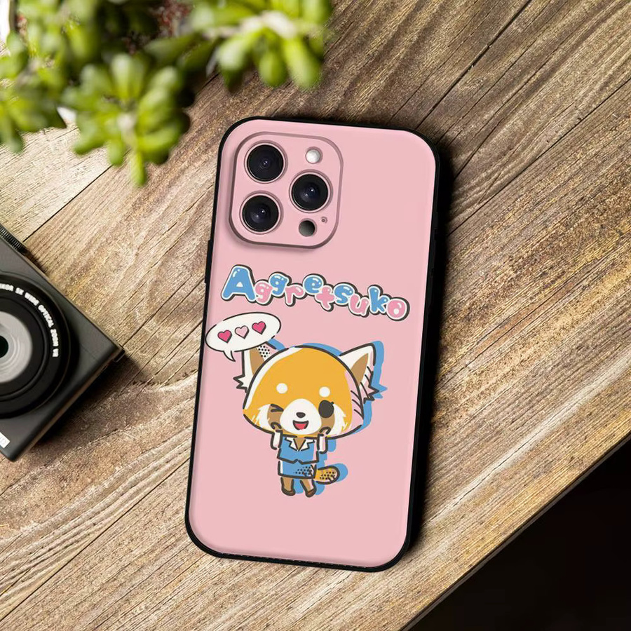 Niedliche Aggretsuko Handyhülle in Pink für Apple iPhone (alle Modelle), weiche TPU Schutzhülle im Cartoon-Design - Bild 5