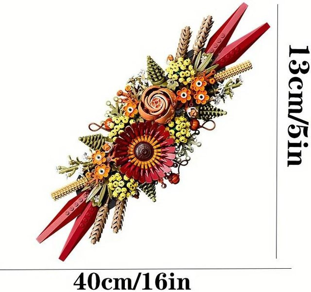 Blumenbausteine Bastelset für Erwachsene zur Wanddekoration in Braun und Multicolour - Bild 1