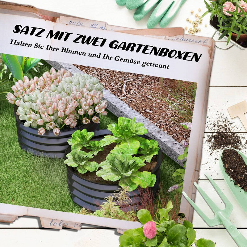 Outsunny 2er-Set Hochbeet aus Stahl in Dunkelgrau, stapelbare Pflanzbeete für Garten und Balkon, B/H/L: 60 x 30 x 60 cm - Bild 5