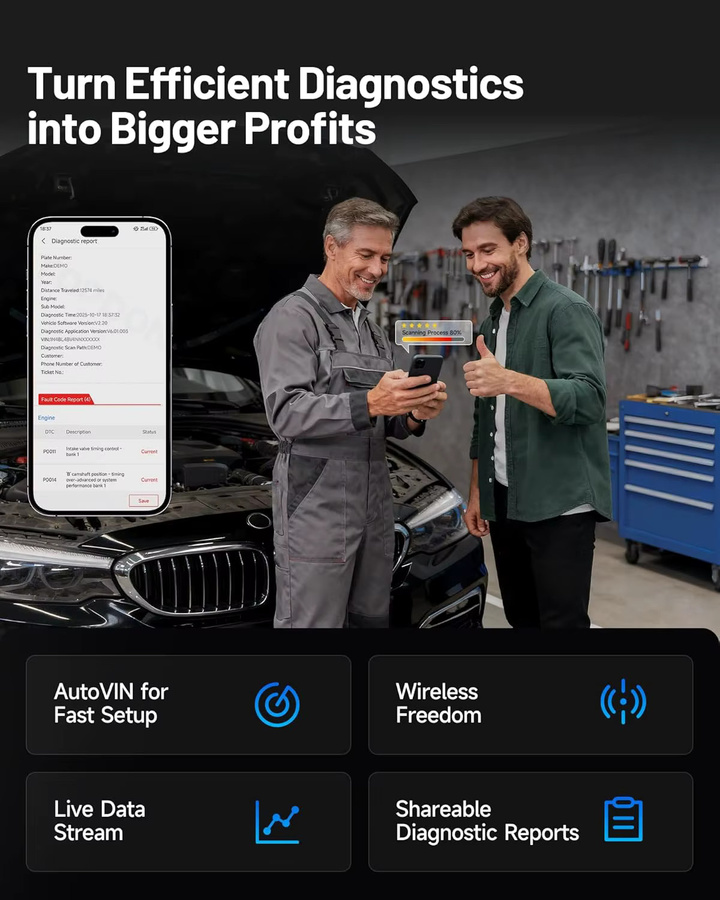 TOPDON Topscan Master OBD2 Scanner Bluetooth, kabelloses bidirektionales Allsystem-Diagnosegerät für iOS und Android, Schwarz - Bild 4