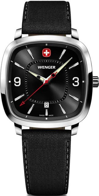 Wenger Herrenuhr, Quarz, Edelstahl, 37 mm, Schwarz, 5 ATM - Bild 1