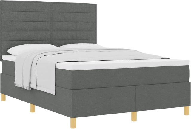 vidaXL Boxspringbett mit Matratze und Taschenfederkern in Grau, B/T/H: 160 x 200 x 280 cm - Bild 1