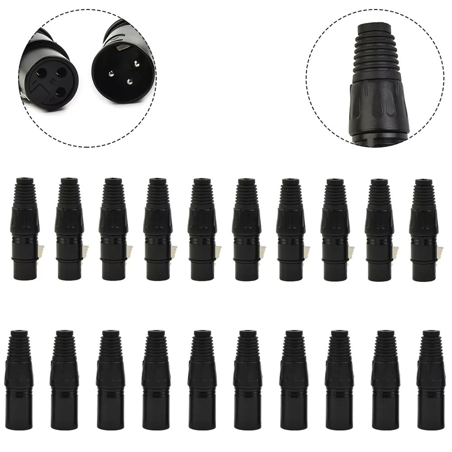 10 Paar XLR DMX 3-polige Mikrofon-Audiokabel mit männlichen und weiblichen Steckverbindern in Schwarz - Bild 3