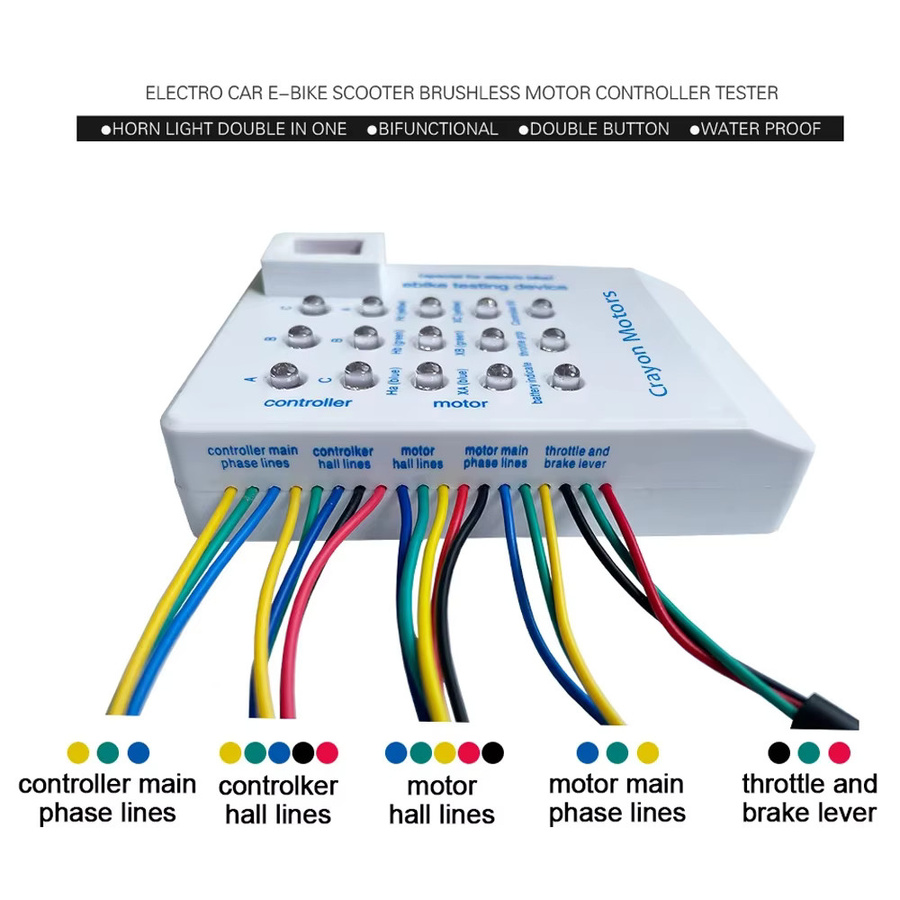 Diymore Bürstenloser Motortester für Elektroautos, E-Bikes und Roller, Controller-Tester für 60° oder 120°, unterstützt 24V/36V/48V/60V/72V, Farbe: Weiß - Bild 2