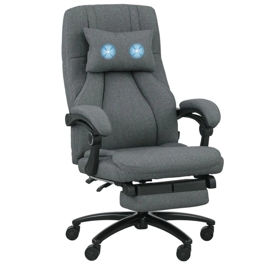 Vinsetto Massage-Bürostuhl aus Polyester in Dunkelgrau, B/T/H: 64 x 74 x 109-117 cm - Bild 2