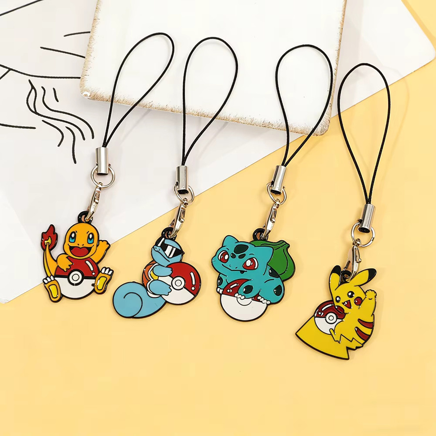 Bandai Pokémon Handyanhänger, 4-teiliges Set, Pikachu Glumanda Schiggy Bisasam - Bild 2