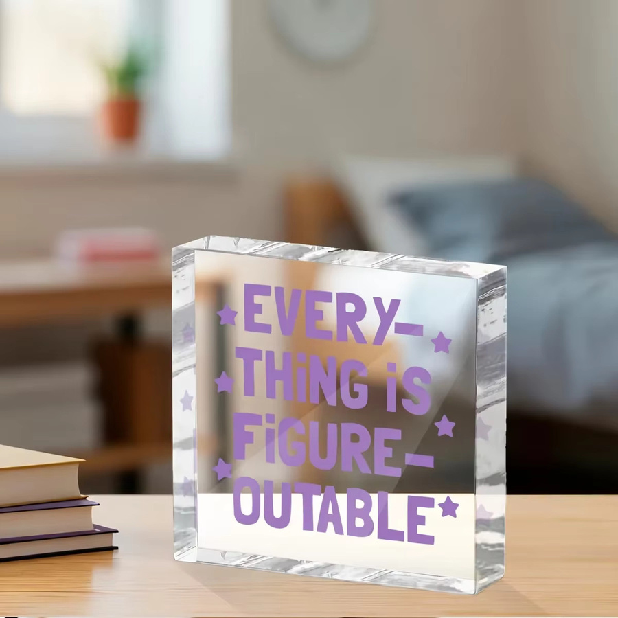 CIFBUY Lavendel-Stern Acryl Inspirations-Schild in Weiß, Schreibtisch-Dekoration mit Typografie, Breite: 10,16 cm, Höhe: 10,16 cm, Tiefe: 10,16 cm - Bild 2