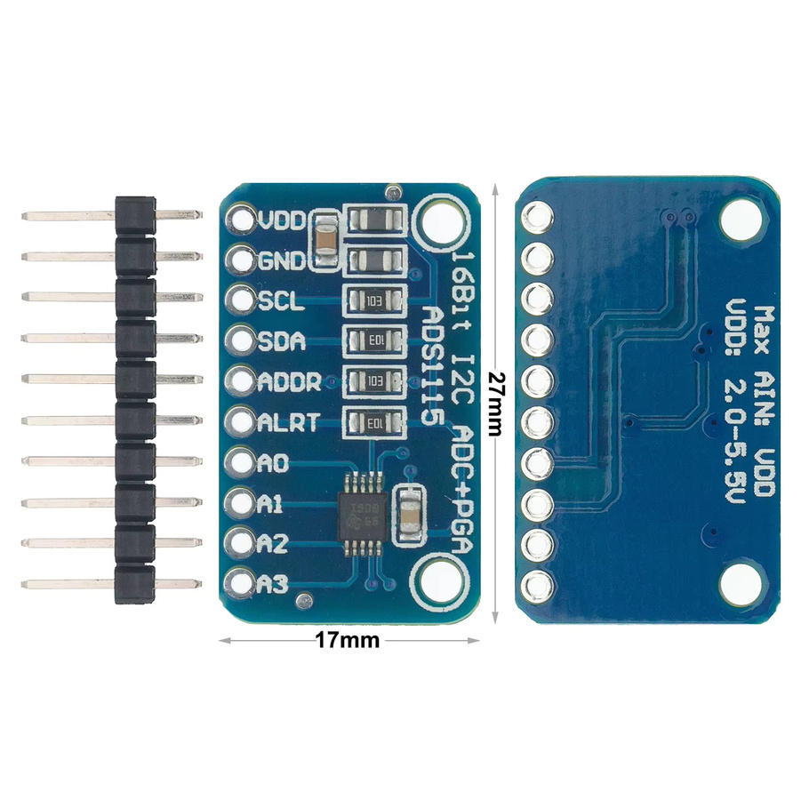 AITEWIN ROBOT ADS1115 ADC Entwicklungsboard 16-Bit Präzisions-Analog-Digital-Wandler in Blau - Bild 3