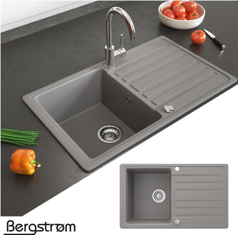 Bergström Küchenspüle aus Granit-Verbundwerkstoff als Einbauspüle in Grau, B/T: 76,5 x 46,0 cm - Bild 2