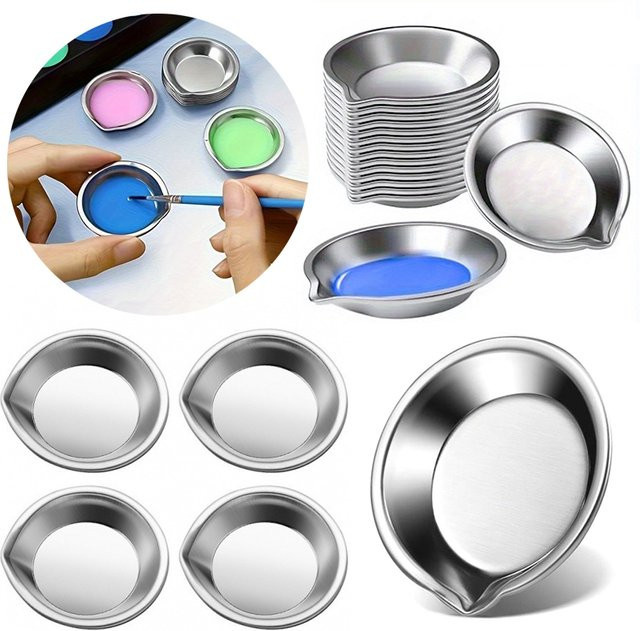 ZYF Ausgießbare Farbpalette aus Edelstahl in Silber für Künstler und DIY-Projekte - Bild 1