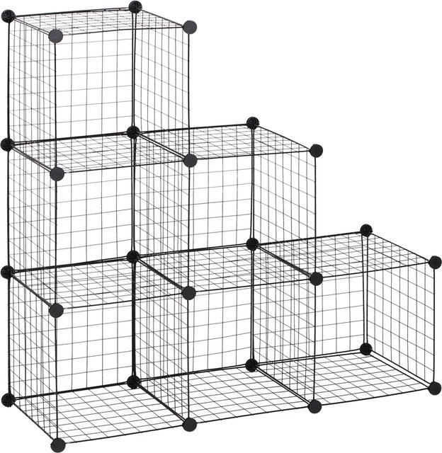HOMCOM Steckregal Regalsystem mit 6 Fächern aus Metall in Schwarz, B/T/H: 109 x 37 x 109 cm - Bild 1