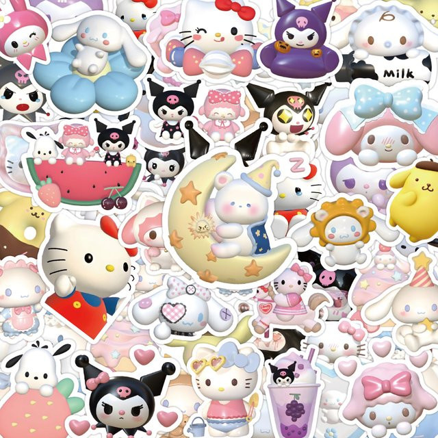 Sanrio Anime Aufkleber, My Melody, Kuromi, Cinnamoroll, Sticker, Bunt - Bild 1