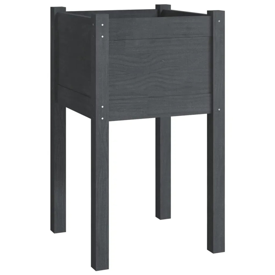 vidaXL Pflanzkübel aus Massivholz Kiefer in Grau, B/T/H: 40 x 40 x 70 cm - Bild 2