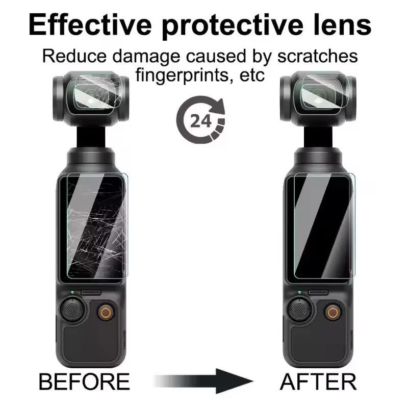 6-in-1 Schutzset aus gehärtetem Glas für DJI OSMO Pocket 3 mit Objektivschutz und Displayfolie in Transparent - Bild 2