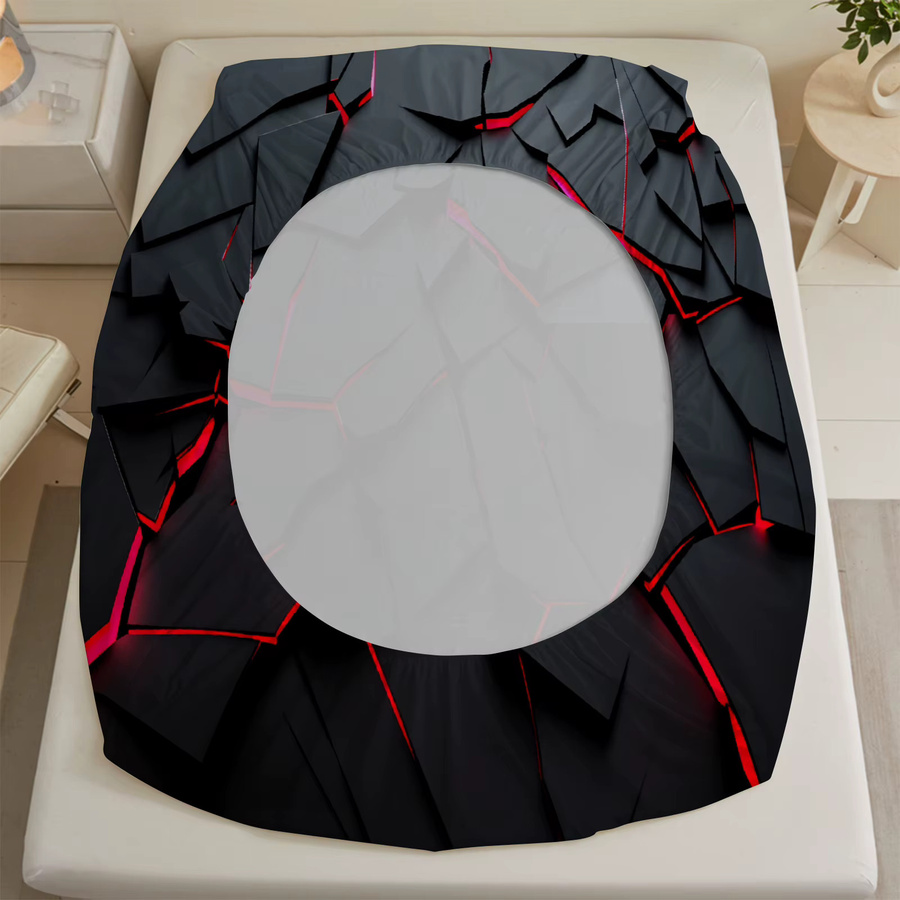 3-teiliges YHXSLY Spannbettlaken-Set mit 3D-Grafikdruck in Rot, Schwarz und Grün, Breite: 90 cm, Tiefe: 200 cm - Bild 4
