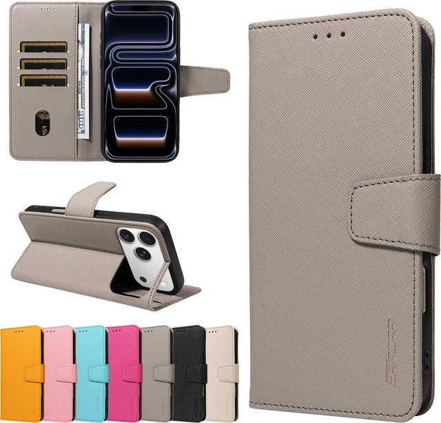 Magnetische Kunstleder Brieftaschen-Schutzhülle für Samsung Galaxy A56 A55 A36 A26 A16 A06 A05 A54 A53 A52 in Grau mit Standfunktion - Bild 1