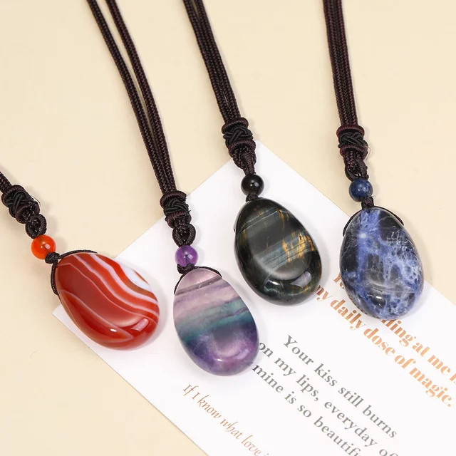 SANSWL Halskettenanhänger, Amethyst, Rosenquarz, Kristall, Unisex - Bild 1