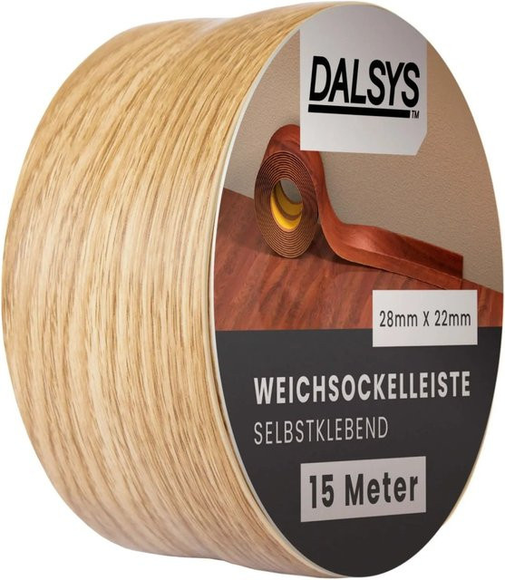 Dalsys Weichsockelleiste selbstklebend aus PVC in Eiche Braun, 15 m Länge - Bild 1