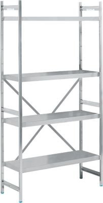 Köhler Grundregal aus Edelstahl in Silber mit geschlossenen Böden und Rückwand, B/T/H: 90 x 40 x 200 cm - Bild 1