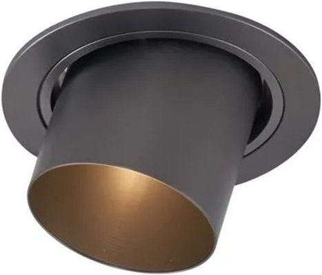QAZQA Moderner Einbaustrahler Gunmetal Rund Schwenkbar GU10 für Wohnzimmer und Küche - Bild 1
