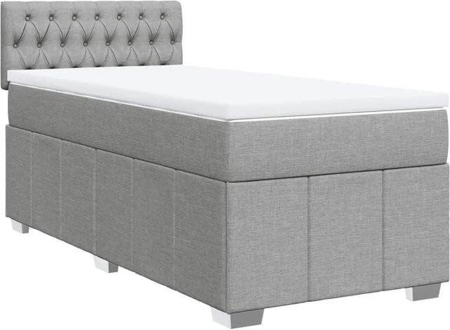 vidaXL Boxspringbett Hellgrau mit Matratze und USB-Ladeport, Hybrid-Bett mit Taschenfederkern und Unterbettbeleuchtung, B/T: 80 x 200 cm - Bild 1