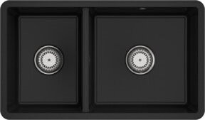 Villeroy & Boch Unterbauspüle Subway 80U in Schwarz mit Ablagegarnitur, Exzenter und Chrom-Finish aus CeramicPlus - Bild 1