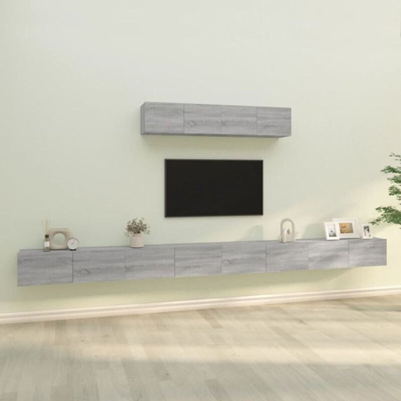 Vidaxl 6-teiliges TV-Schrank-Set in Grau Sonoma Holzoptik im modernen klassischen Design - Bild 1