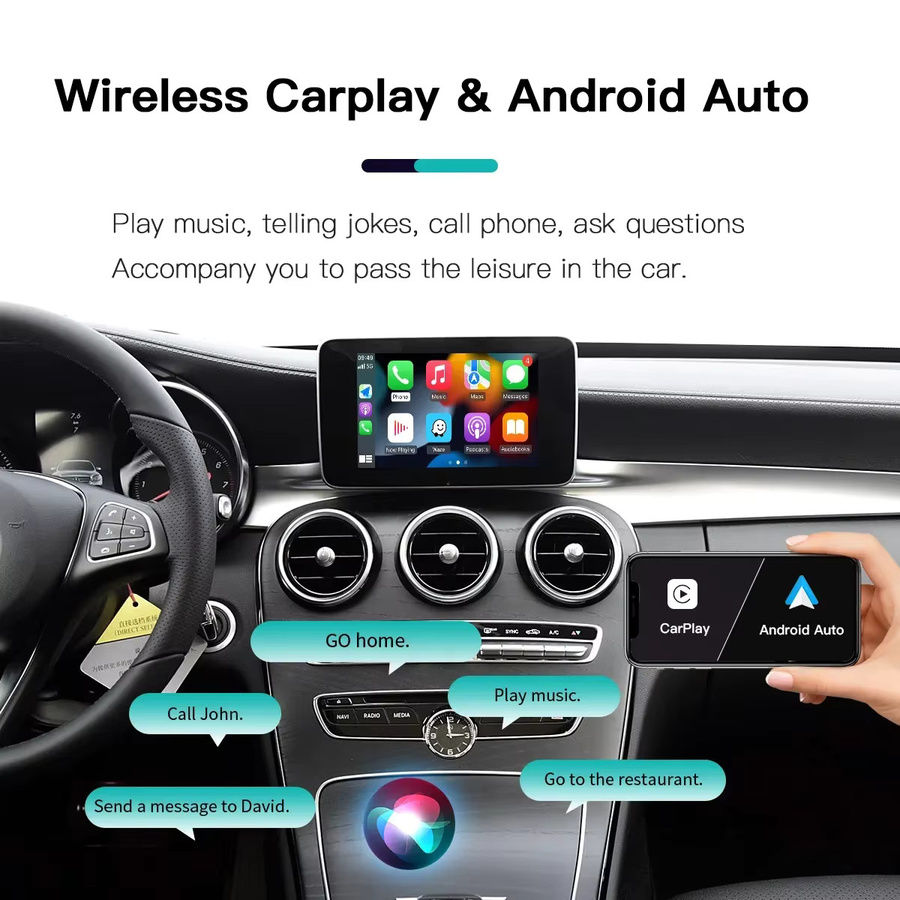 AUTOABC CarPlay Android Auto Autoradio mit Mirror Link für Mercedes-Benz NTG5.0 Klasse A, B, C, E, GLA, GLC in Schwarz - Bild 2